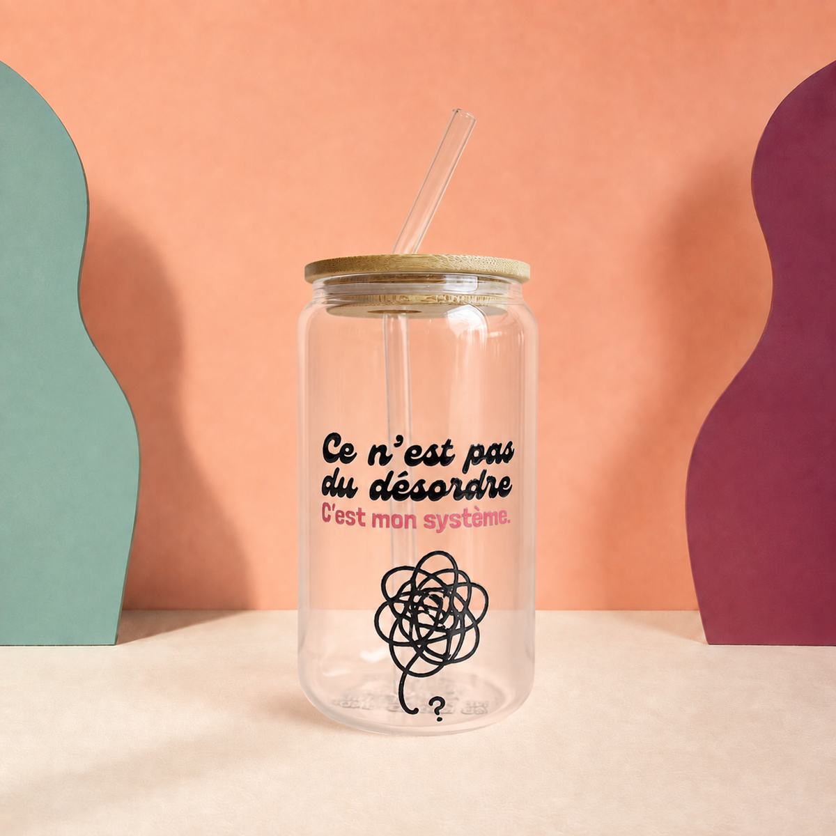 Gobelet en verre « Ce n’est pas du désordre, c’est mon système »