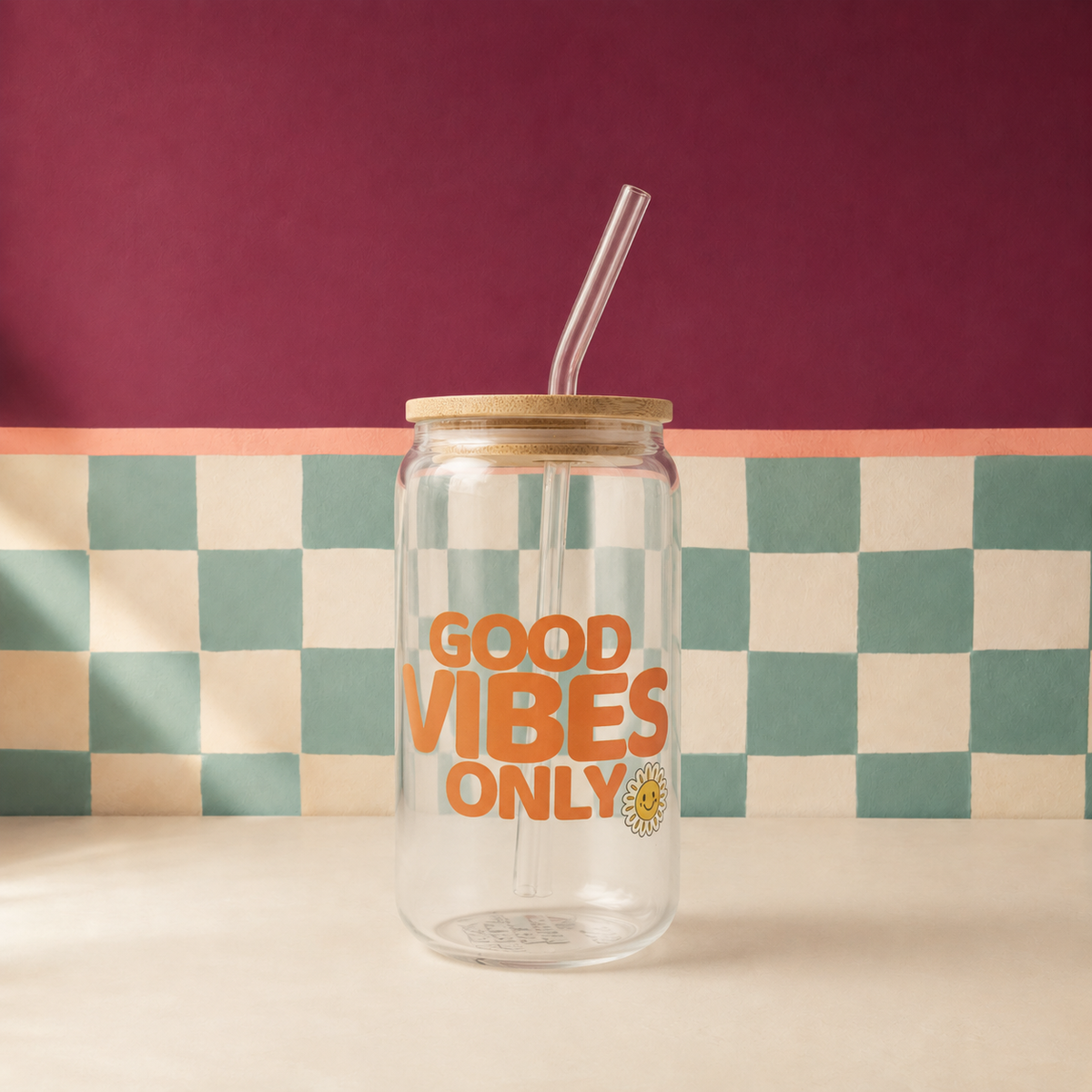 Gobelet en verre « Good Vibes Only »