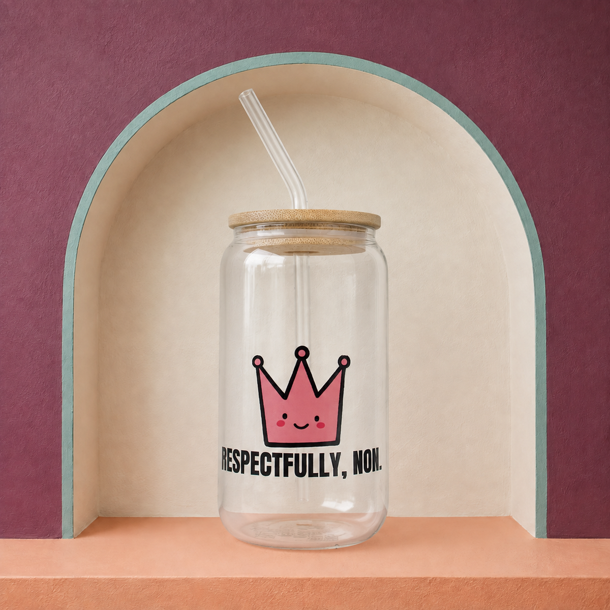 Gobelet en verre « Respectfully, non. »