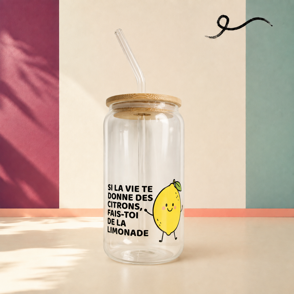 Gobelet en verre « Si la vie te donne des citrons, fais-toi de la limonade »