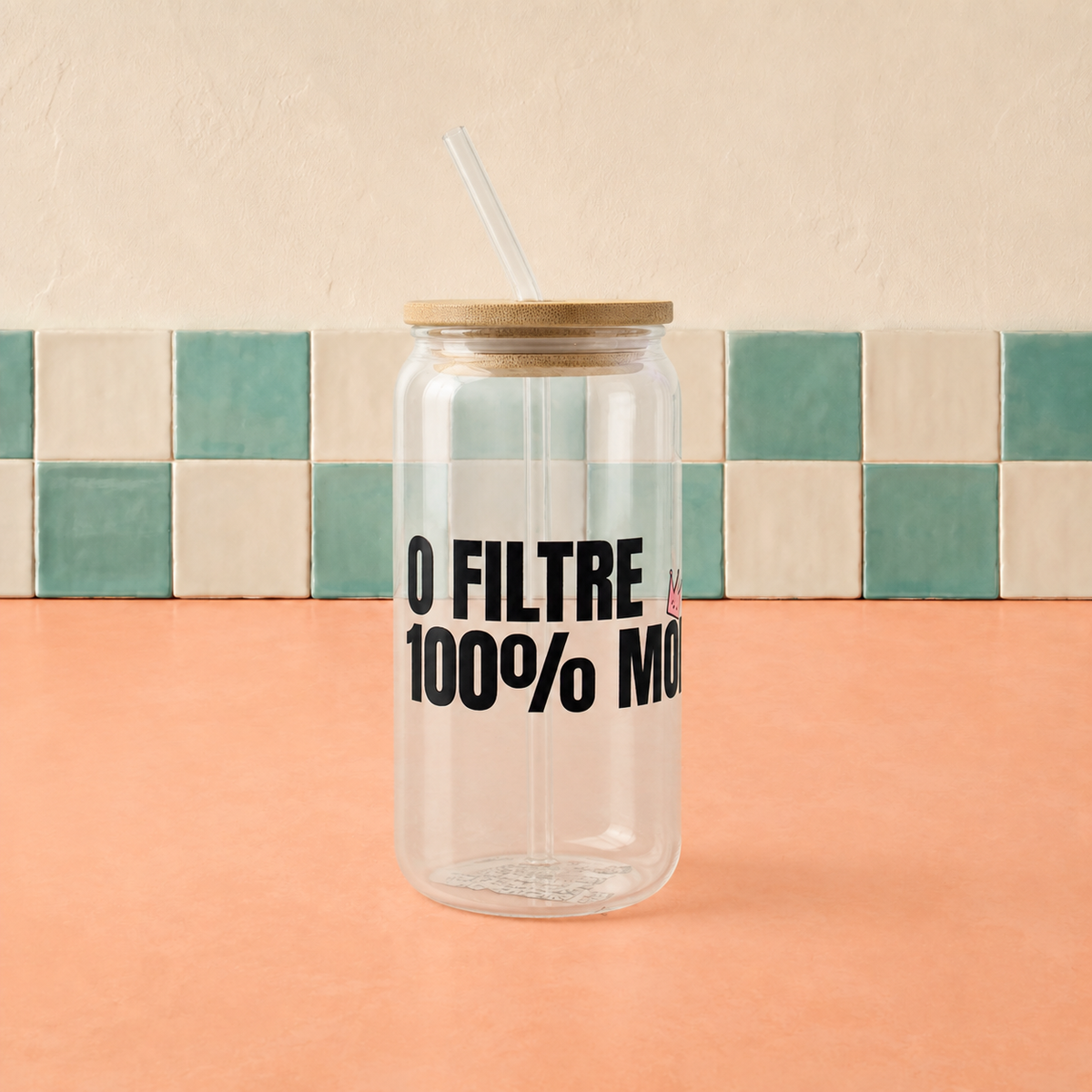 Gobelet en verre « 0 filtre 100 % moi »