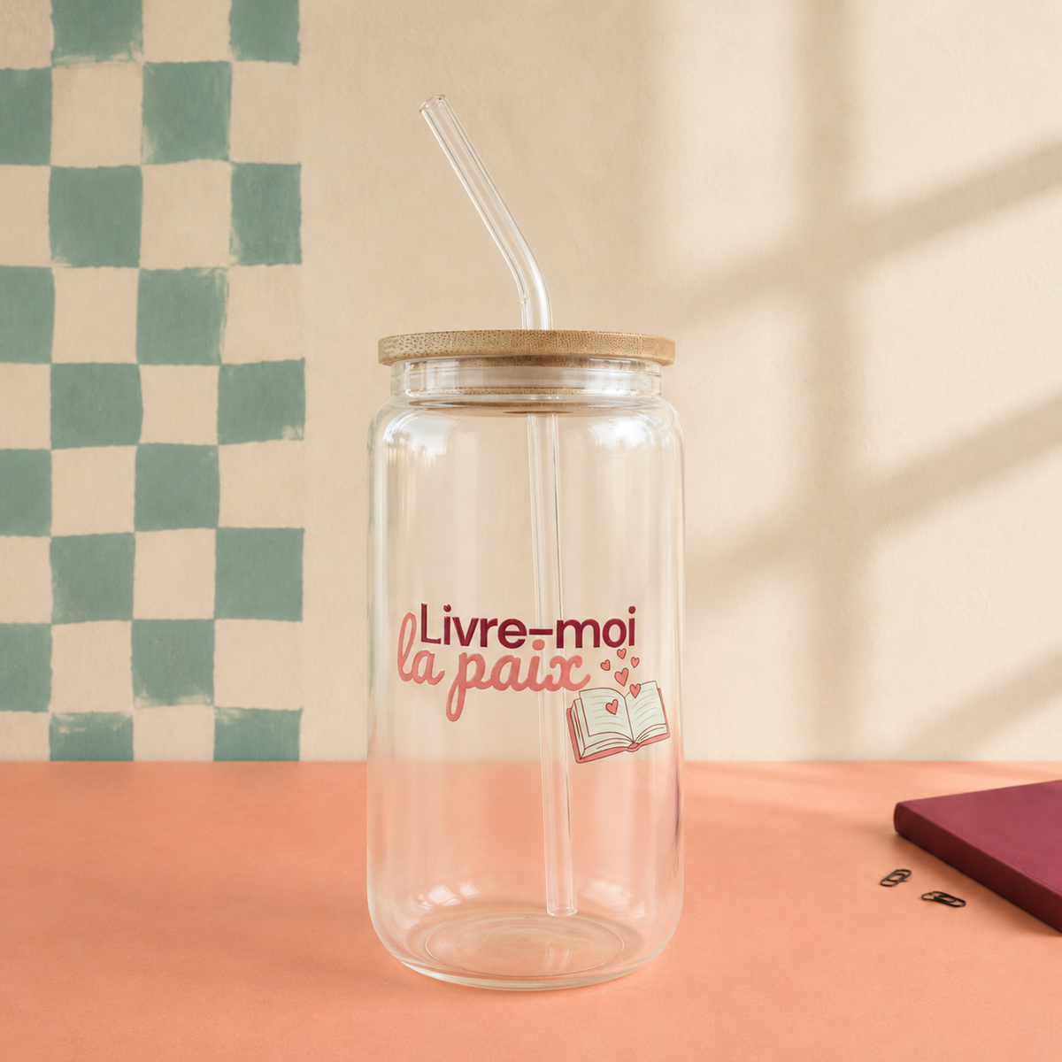 Gobelet en verre « Livre-moi la paix »