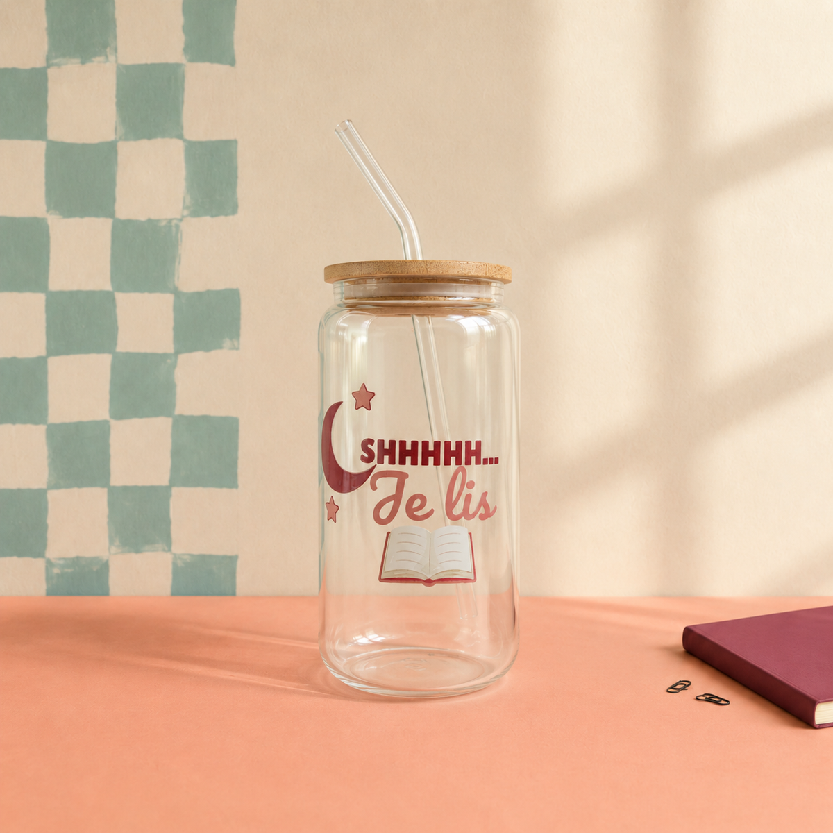 Gobelet en verre « Shhhhh… je lis »