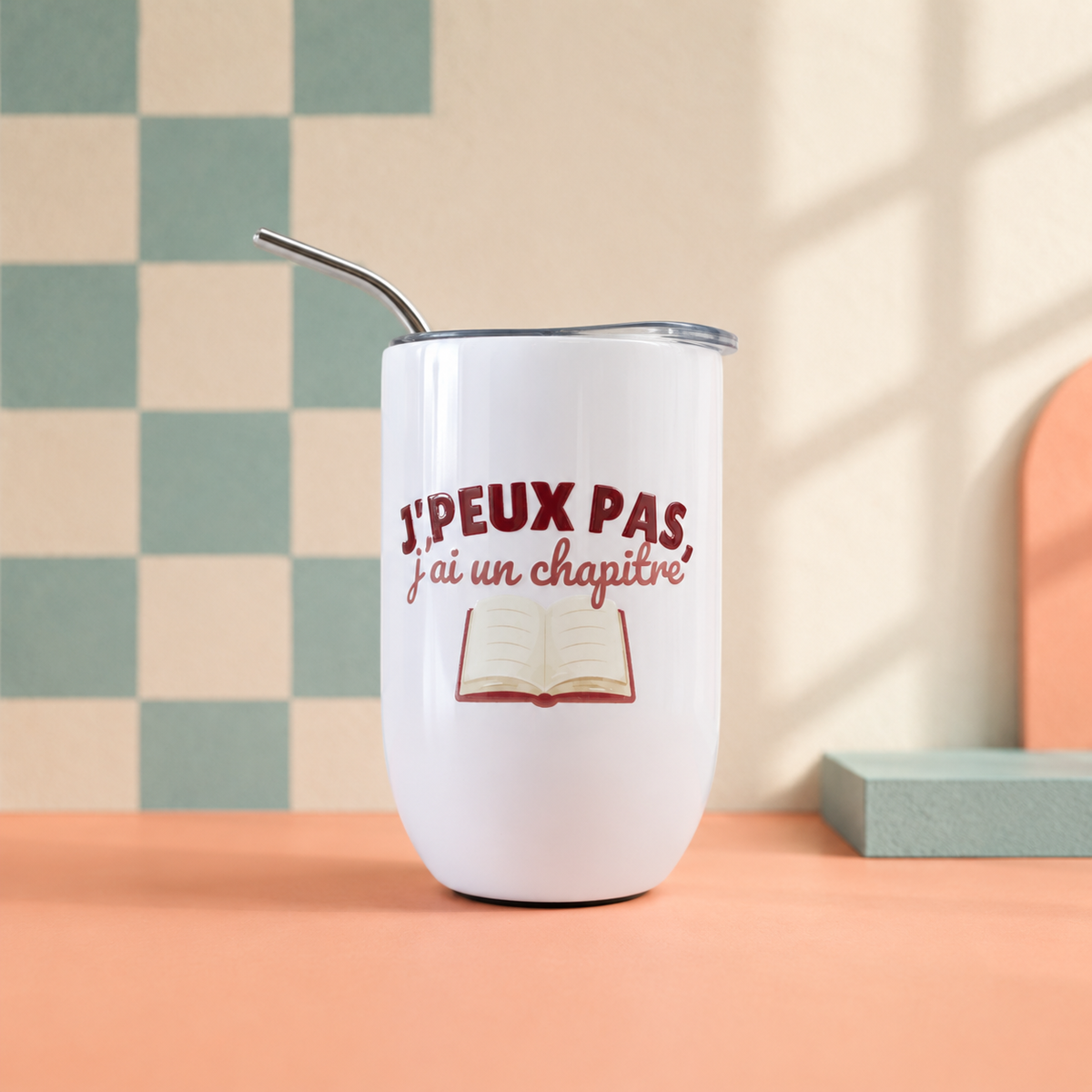 Verre de vin « J’peux pas, j’ai un chapitre »