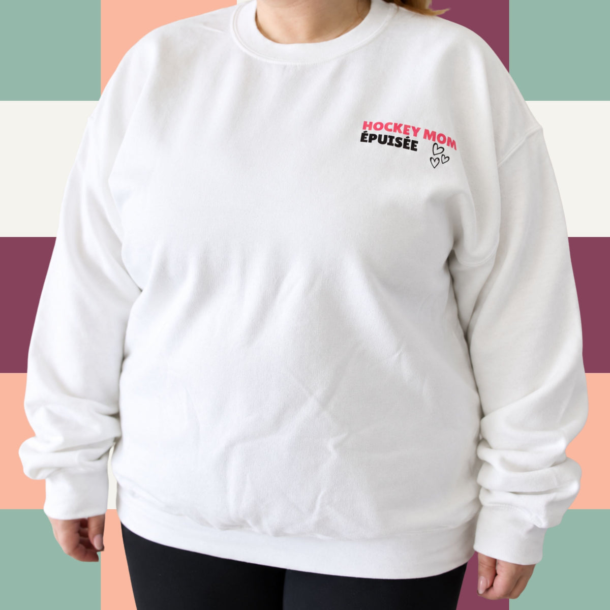 Chandail crewneck « Hockey mom épuisée »
