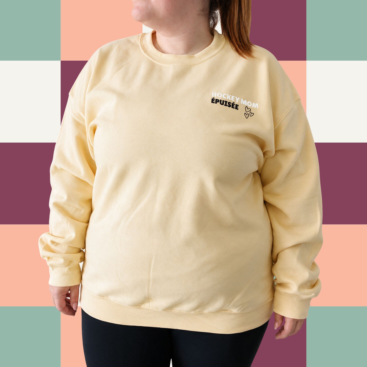 Chandail crewneck « Hockey mom épuisée »