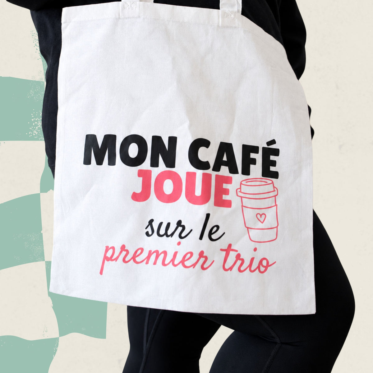 Sac fourre-tout « Mon café joue sur le premier trio »