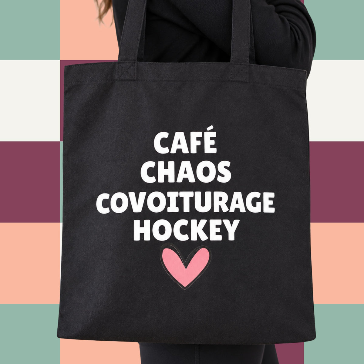Sac fourre-tout « Café, chaos, covoiturage, hockey »