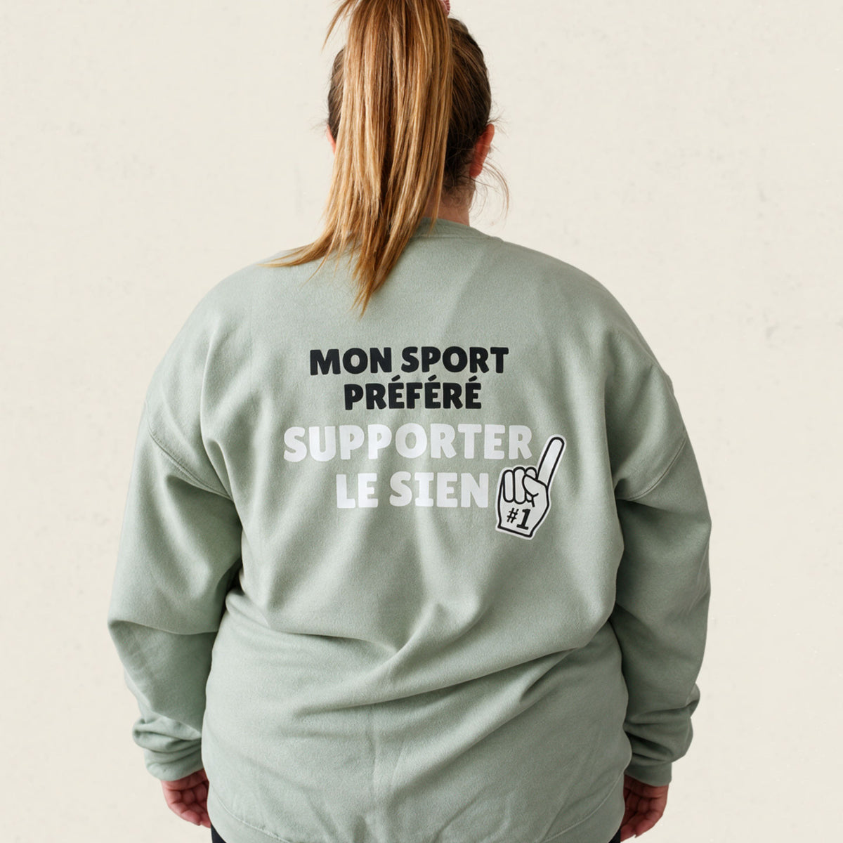 Chandail crewneck « Mon sport préféré, supporter le sien »