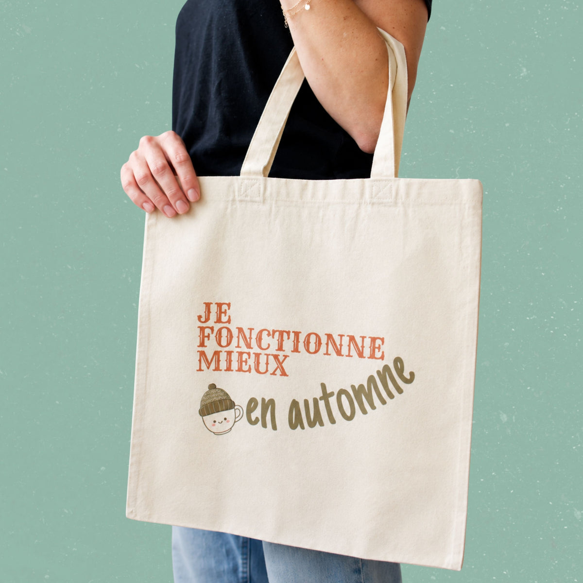 Sac fourre-tout « Je fonctionne mieux en automne »