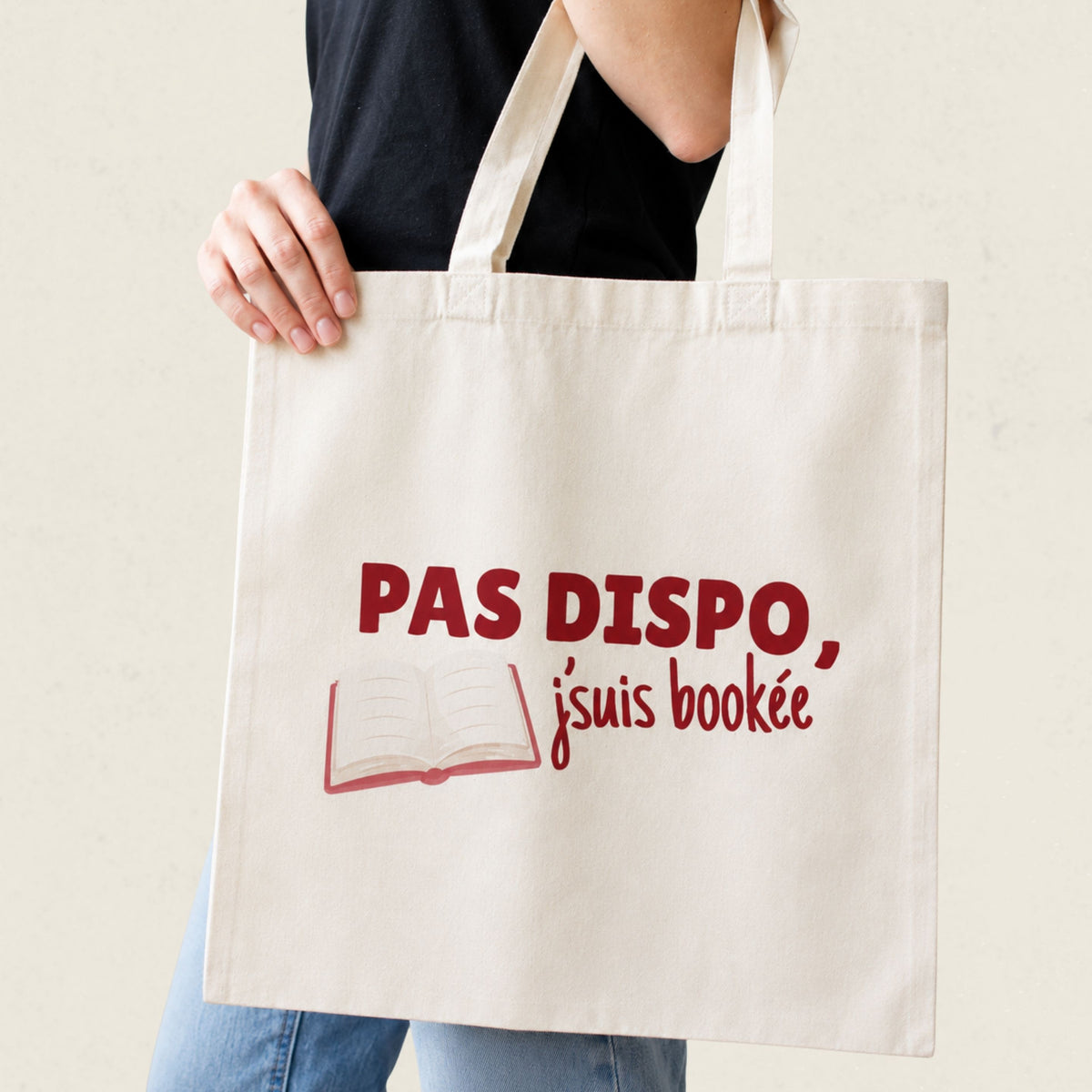 Sac fourre-tout « Pas dispo, j’suis bookée »