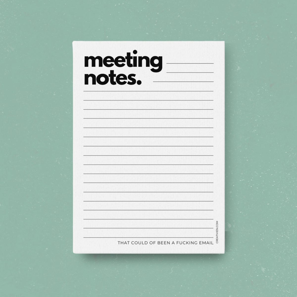 Bloc-notes Meeting Notes avec message humoristique that could of been a fucking email, boutique Sans Filtre