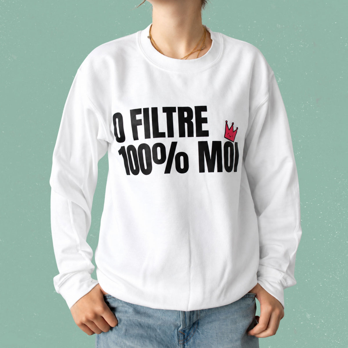 erplain_file_id:1470840 - Chandail crewneck « 0 filtre 100 % moi »