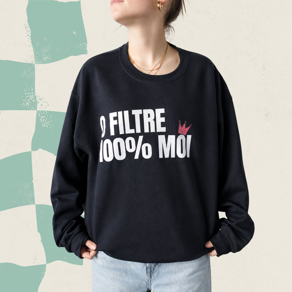 erplain_file_id:1470845 - Chandail crewneck « 0 filtre 100 % moi »