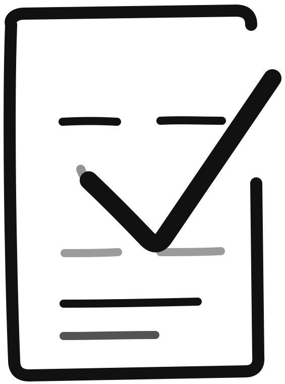 Document validé représenté par une coche noire.
