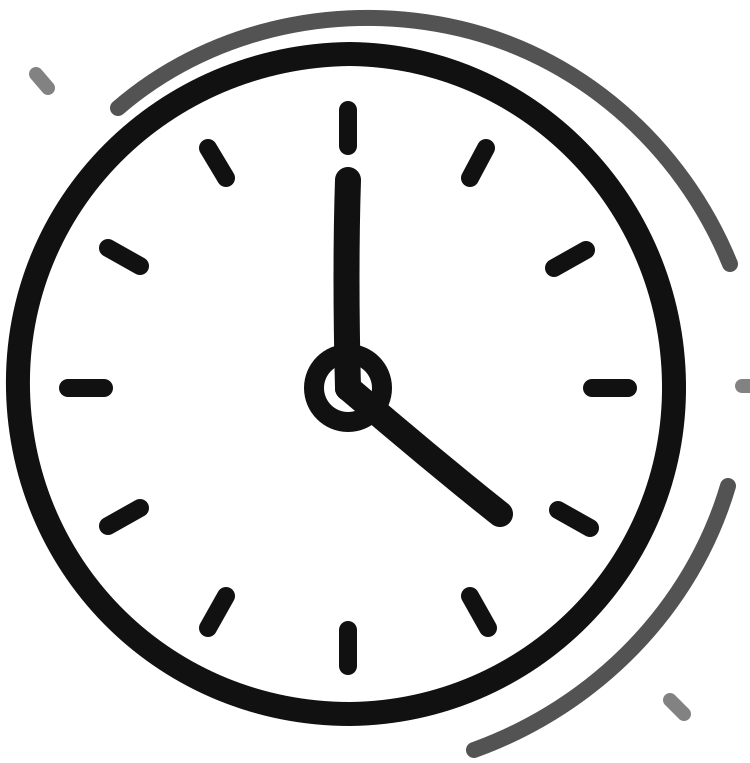 Horloge noire représentant le délai de traitement.