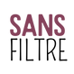 Texte “Sans filtre” en lettres mauves et noires
