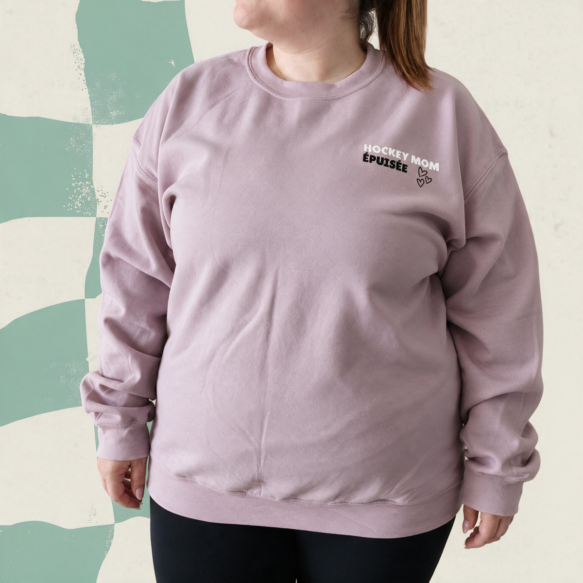 Chandail crewneck « Hockey mom épuisée »