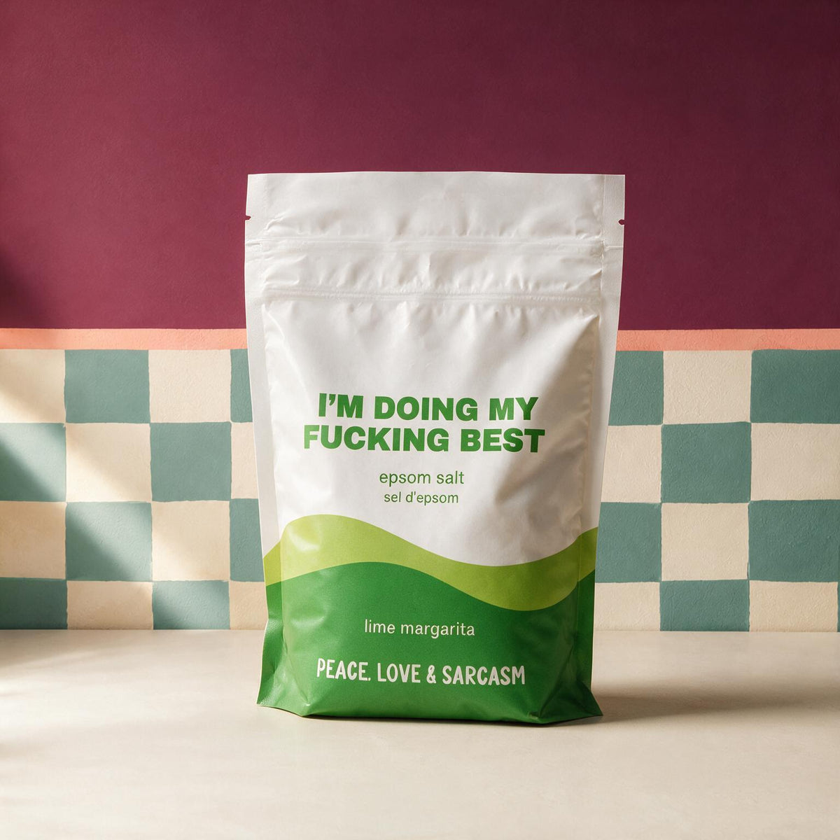 Sachet de sel d'epsom lime margarita I'm doing my best de Peace, Love & Sarcasm, boutique Sans Filtre