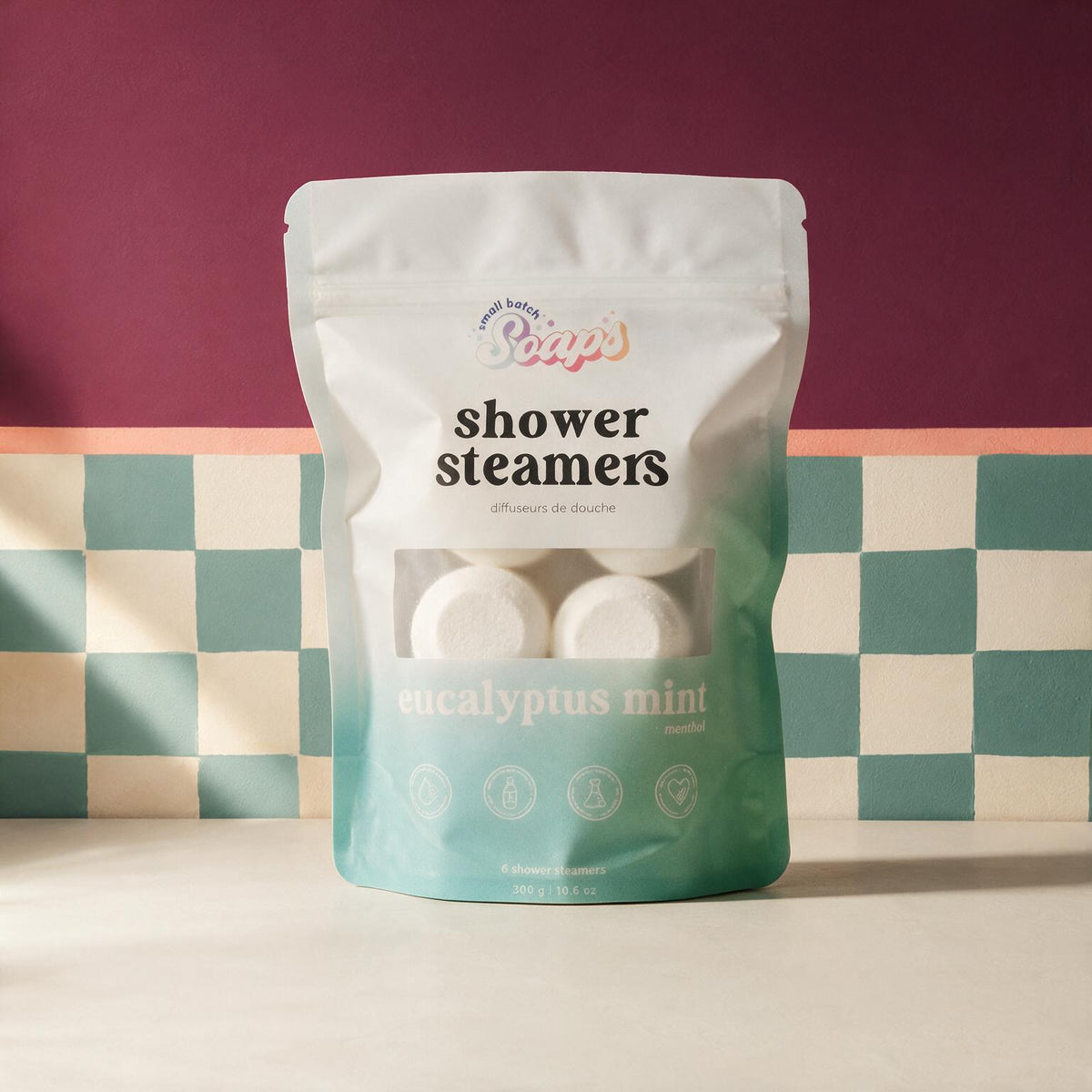 Sachet de diffuseurs de douche Shower Steamers eucalyptus mint de Small Batch Soaps, boutique Sans Filtre