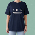 T-shirt bleu marine avec le message 5-10-15 on sait c'etait ou, boutique Sans Filtre