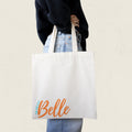 Sac fourre-tout ecru avec le message La vie est belle en lettrage turquoise et orange, boutique Sans Filtre