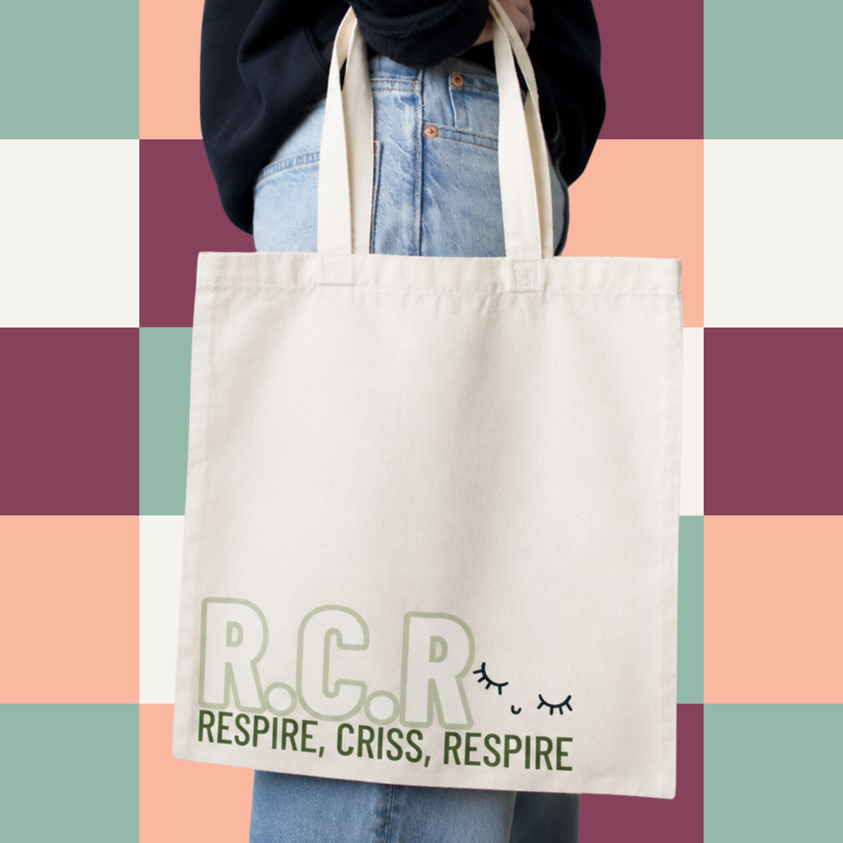 Sac fourre-tout ecru R.C.R Respire criss respire, boutique Sans Filtre