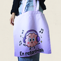 Sac fourre-tout lilas En retard-ish avec illustration de cerveau à écouteurs, boutique Sans Filtre